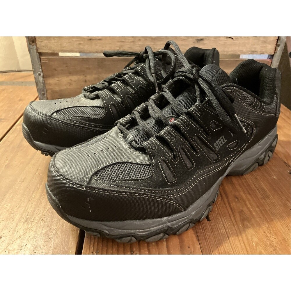 Skechers Cankton Men's Work Shoes Size 11 Black Relaxed Fit 77055 Steel Toe